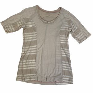 Lululemon Striped Tee Lulu Tan Off-White Top